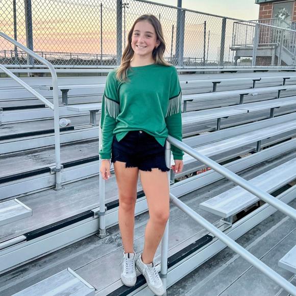 NEW BNS lainey fringe top in hunter green - Picture 3 of 3